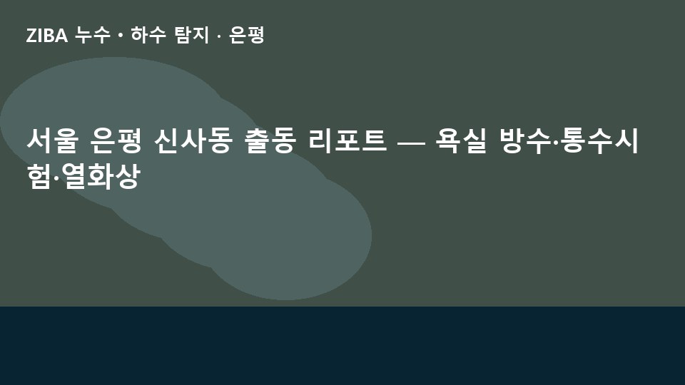 서울 은평 신사동 출동 리포트 — 욕실 방수·통수시험·열화상